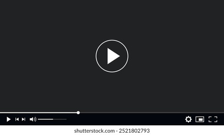Multimedia-Video-Player mit Play-Taste, Play-Video-Fenster mit Navigationssymbolen, Video-Streaming im Internet, moderne Social-Media-Video-Player-Schnittstellenvorlage Live-Digital-Stream - Vektor