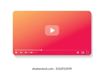 Multimedia-Video-Player mit Play-Taste, Play-Video-Fenster mit Navigationssymbolen, Video-Streaming im Internet, moderne Social-Media-Video-Player-Schnittstellenvorlage Live-Digital-Stream - Vektor