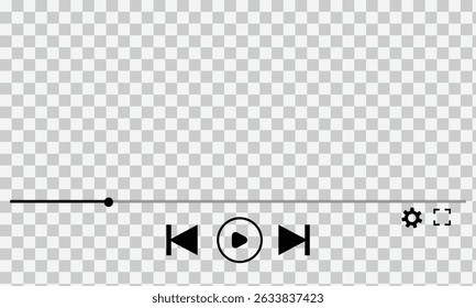 Multimedia video player with play button, play video window with navigation icons, video streaming frame on internet, modern social media video player interface template live digital stream.