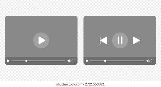 Multimedia video player with play, pause and scroll buttons