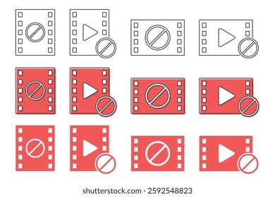 Multimedia videos blocked icon. Illustration vector