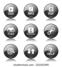 Multimedia Web Internet Black Vector Button Icon Design Set