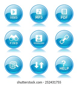 Multimedia Web Internet Blue Vector Button Icon Design Set