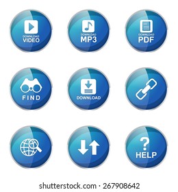 Multimedia Web Internet Blue Vector Button Icon Design Set