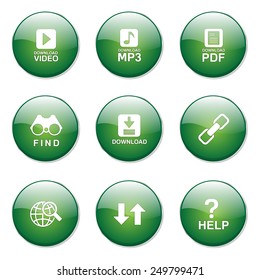 Multimedia Web Internet Green Vector Button Icon Design Set
