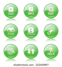 Multimedia Web Internet Green Vector Button Icon Design Set