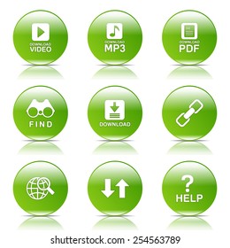 Multimedia Web Internet Green Vector Button Icon Design Set