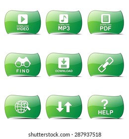 Multimedia Web Internet Green Vector Button Icon Design Set