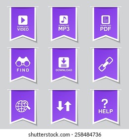 Multimedia Web Internet Label Vector Violet Icon Design Set