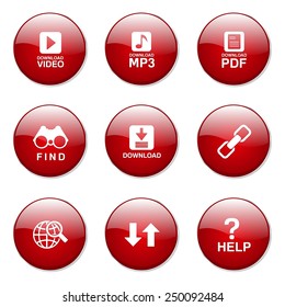 Multimedia Web Internet Red Vector Button Icon Design Set