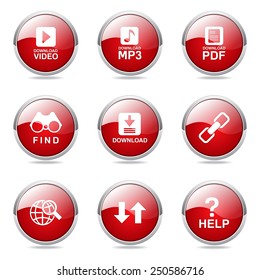 Multimedia Web Internet Red Vector Button Icon Design Set