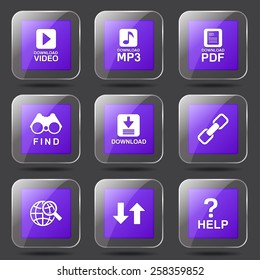 Multimedia Web Internet Square Vector Violet Icon Design Set