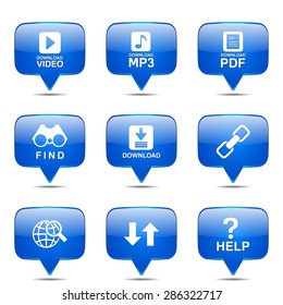 Multimedia Web Internet Square Vector Blue Icon Design Set