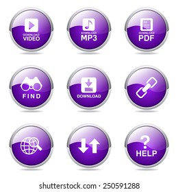 Multimedia Web Internet Violet Vector Button Icon Design Set