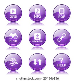 Multimedia Web Internet Violet Vector Button Icon Design Set