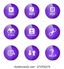 Multimedia Web Internet Violet Vector Button Icon Design Set