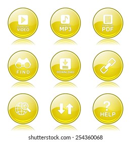 Multimedia Web Internet Yellow Vector Button Icon Design Set