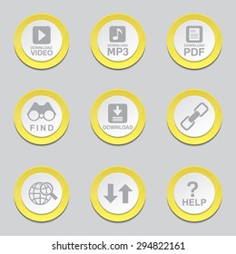Multimedia Web Internet Yellow Vector Button Icon Design Set