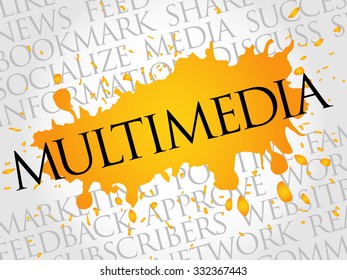 Multimedia word cloud, business concept