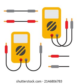 Multimeter, ammeter, voltmeter icon, electrical measuring tool, color isolated on white background, vector illustration.