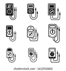Multimeter digital icons set. Simple set of multimeter digital vector icons for web design on white background