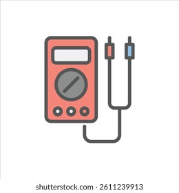 multimeter filled outline icon. voltage test color line illustration.