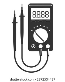 Icono multicapa monocromo plano multímetro - Instrumento para medir la tensión, la corriente, la resistencia