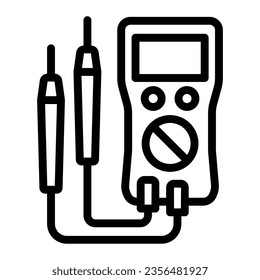 Multimeter line icon, electronics concept, VOM vector sign on white background, outline style icon for mobile concept and web design. Vector graphics