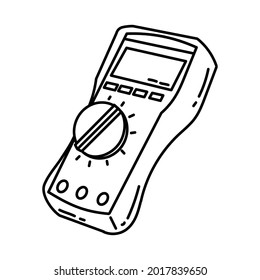 Multimeter is Part of Mechanical Equipment Device Hand Drawn Vector Icon Set.