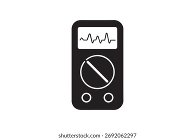 Multimeter Silhouette Icon Design Digital Voltmeter Outline Graphic