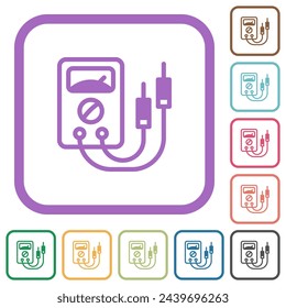 Multimeter einfache Symbole in Farbe gerundete quadratische Rahmen auf weißem Hintergrund