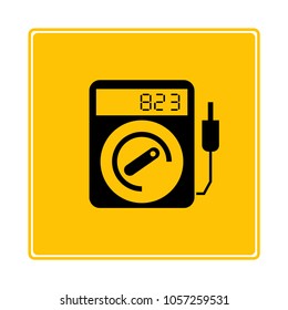 multimeter symbol in yellow background