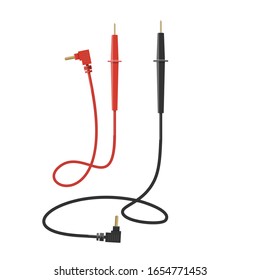 Multimeter test leads. Electrical test probe with wire and plug. Vector illustration isolated on white background