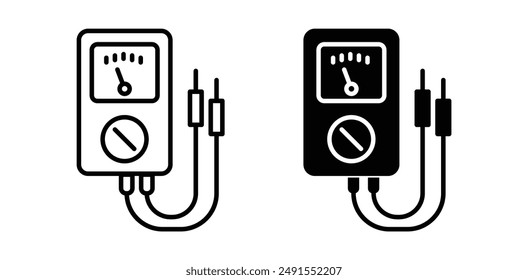 multimeter vector icon set in black color.