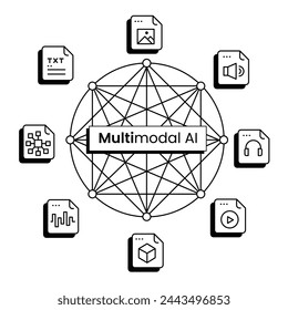 Multimodal AI. Harness versatile intelligence with this multimodal AI icon, ideal for illustrating AI systems capable of processing multiple types of data.