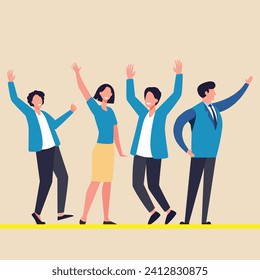 Equipo de negocios multinacional. Ilustración vectorial de diversos caricaturistas, hombres y mujeres de diversas etnias