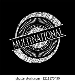 Multinational chalkboard emblem written on a blackboard