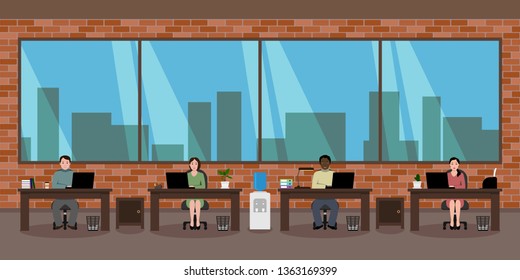 Multinational collective of international company. Vector illustration.