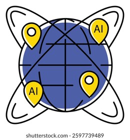 Multinational Corporation and Global Ai Strategy Vector Icon  design