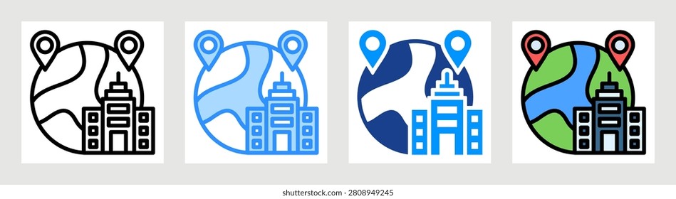 Multinational Corporation Icon Collection Set Multiple Style