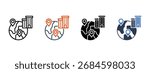 Multinational Corporation multiple icon style vector illustration