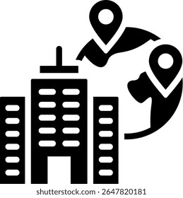 Ilustración vectorial de glifos de íconos de corporaciones multinacionales