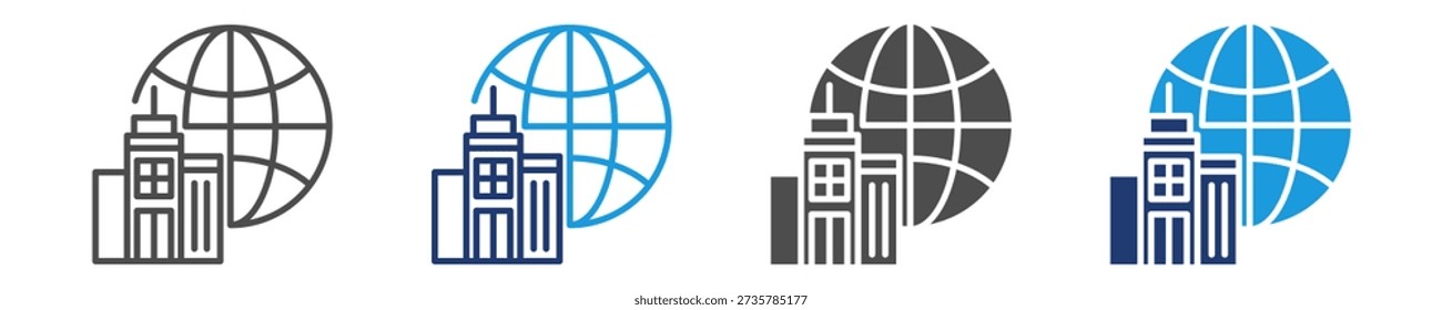 multinational corporations icon set multiple style