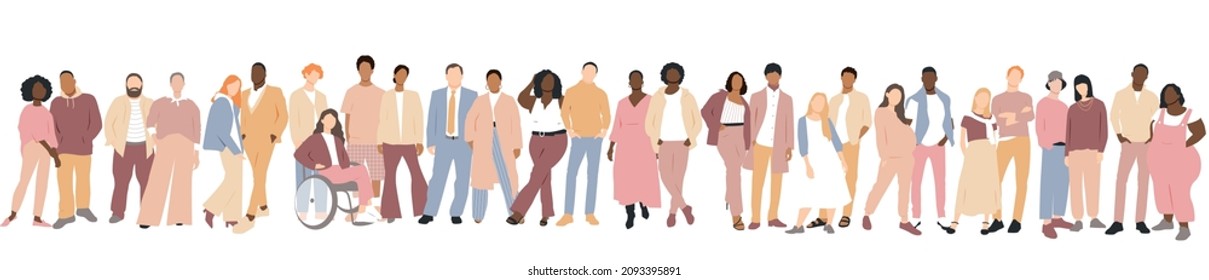 Multinational couples. Flat vector illustration.