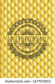 Multinational gold emblem. Scales pattern. Vector Illustration. Detailed.