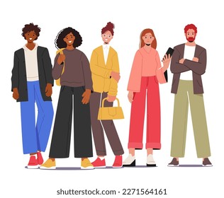 Multinational Happy People Group Isolated on White Background. Young Male and Female Characters in Casual Clothes, Positive Friendly Men and Women Smiling. Cartoon Vector Illustration - Shutterstock ID 2271564161