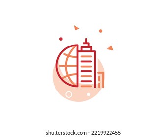 Multinational Stroke Line Icon, Multinational Vector Illustration