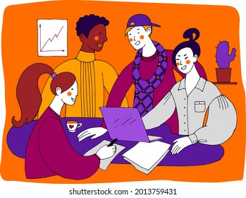 Equipo multinacional que trabaja en la oficina