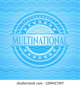 Multinational water wave representation emblem background.