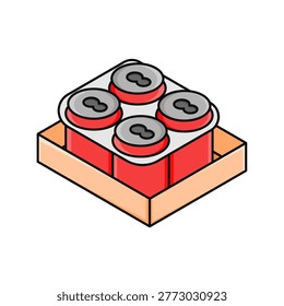 multipack beverage can packaging simple outline filled flat icon illustration